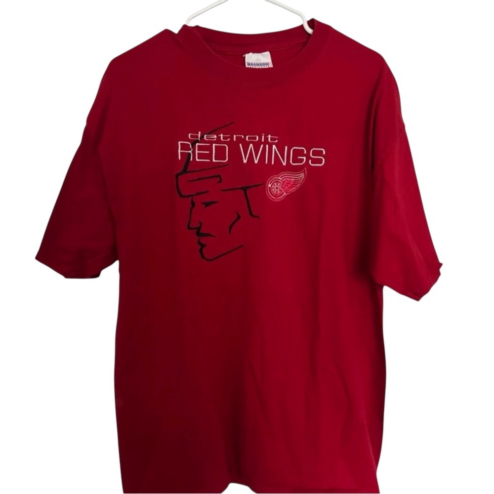 Vintage Detroit Red Wings‎ Embroidered T-Shirt Size Large Early 2000s NHL Hockey
